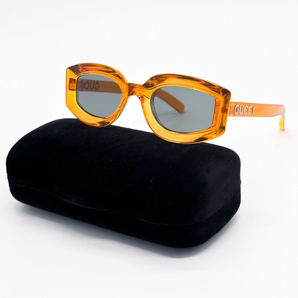 NEW GG1719S 005 GUCCI WOMEN ORANGE SUNGLASSES - Picture 1 of 10